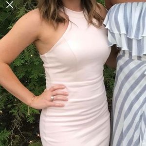 Light Pink fitted dress.